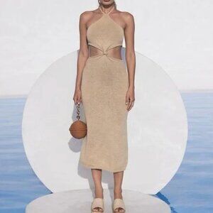 Cult Gaia Sand Halter Cutout dress